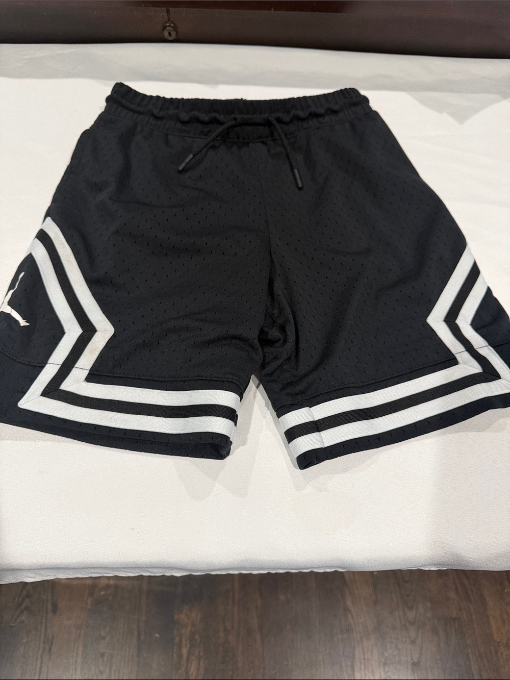 Jordan Black boys Mesh Athletic Shorts with White Stripe Detail